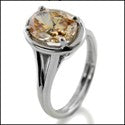 Solitaire Oval Champagne 2.5 Ct Cubic Zirconia Cz Ring