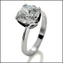 Solitaire Round 2 Carat Cubic Zirconia 4 Prong 14k White Gold Ring