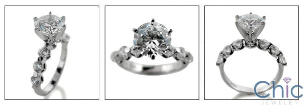 Engagement 2 Ct Round Center Share Prong Cubic Zirconia Cz Ring