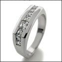 Mens 1.5 Ct Princess Channel Cubic Zirconia CZ Wedding Band