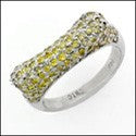 Fine Jewelry Canary Color Pave Cubic Zirconia Cz Ring