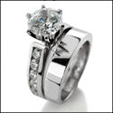 Matching Set 1.5 Round Center Channel Plain Cubic Zirconia Cz Ring