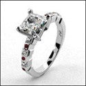 Engagement 1.25 Princess Bezel Ruby Cubic Zirconia Cz Ring
