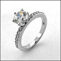 Engagement Round 1Ct Center Stone Narrow Pave Cubic Zirconia Cz Ring