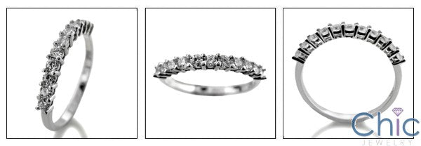 Cubic Zirconia Wedding .55 Carat Total Round CZ in Share Prong Narrow 14K Gold Band