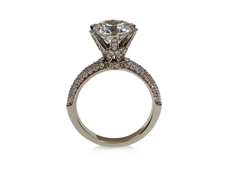 2.5 Carat Round CZ Engagement Ring with Dome Micro Pave set shank