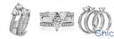 Triangle CZ 1.5 Carat Engagement Wedding Ring Set