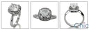 1.25 Cushion Cubic Zirconia With Halo Pave Engagement Ring 14K White Gold
