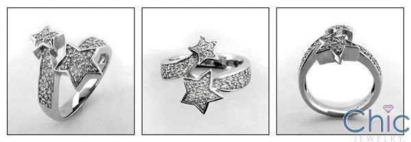 Fine Jewelry Star Shapes Pave set Right HCt Cubic Zirconia Cz Ring