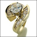 Anniversary 1.5 Round Center Channeled Baguettes Twist Cubic Zirconia Cz Ring