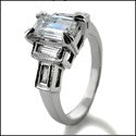 Estate 2 Ct Emerald Long Baguettes Cubic Zirconia Cz Ring