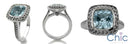 Estate Aquamarine Cushion Halo Cubic Zirconia Cz Ring