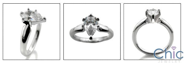 Solitaire Pear Shape 1 Ct Engagement Cubic Zirconia Cz Ring