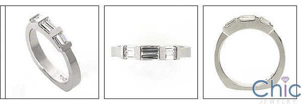 Wedding Baguettes in Channel Euro Shank Cubic Zirconia CZ Band 