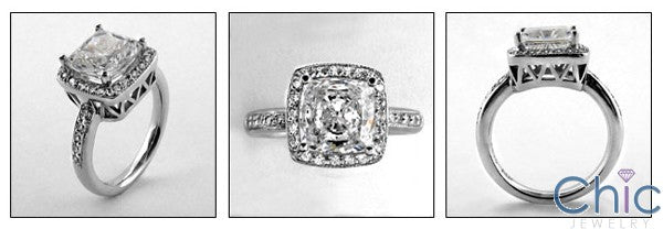 Engagement 3 Ct Cushion Center in Halo Cubic Zirconia Cz Ring