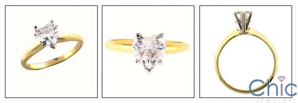 Solitaire .50 Heart Stone Tiffany Setting Cubic Zirconia Cz Ring