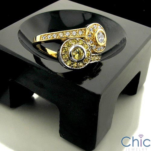 Fine Jewelry Canary Ct Diamond Bezel Cubic Zirconia Cz Ring