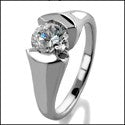 Solitaire 1 Ct Round Half Bezel Cubic Zirconia Cz Ring