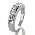 Wedding .75 3 Baguettes in Channel Cubic Zirconia CZ Band 