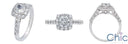 Engagement .75 Ct Cushion Center Halo Cubic Zirconia 14K W Gold Ring