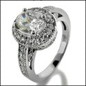 Estate 1.25 Oval Center Pave Antigue Style Cubic Zirconia Cz Ring