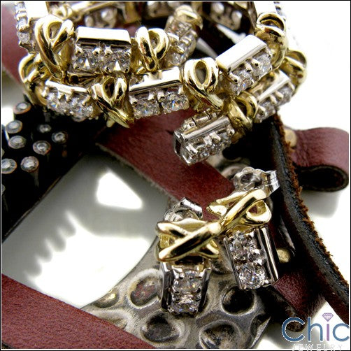 Two Tone Gold Tiffany Cubic Zirconia CZ Bracelet
