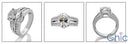 4 Carat Oval Cubic Zirconia Center Channel Round Sides Cz 14K White Gold Ring