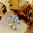 Anniversary 0.45 round Center Prong Ct Pave Set Cubic Zirconia Cz Ring