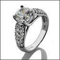 Engagement 1.25 Round Center Lucida Style Pave Cubic Zirconia Cz Ring