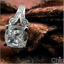Cushion 2 Carat CZ Pave Set Sides Cubic Zirconia 14k White Gold Engagement Ring