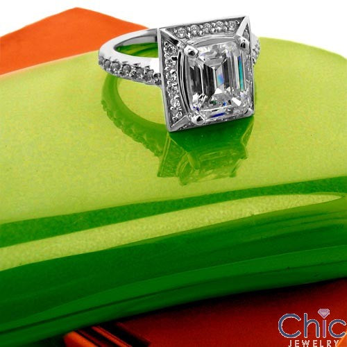 Estate 3 Ct Emerald Pave Cubic Zirconia Cz Ring