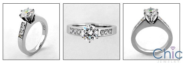 Engagement 1 Ct Round 6 Prong Tiffany Setting Princess Channel Cubic Zirconia Cz Ring