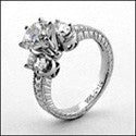 Engagement Brilliant 1 Ct Cubic Zirconia Engraved shank Cubic Zirconia Cz Ring