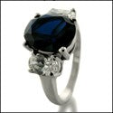 3 Stone Sapphire Oval 3 Ct Center Half Ct Oval Cubic Zirconia Cz Ring