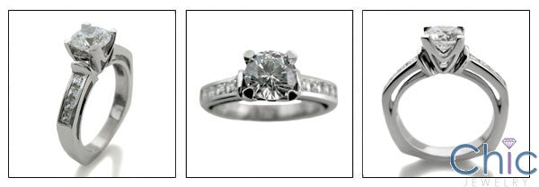 Engagement Euro Shank 1 Ct Round Center Channel Cubic Zirconia Cz Ring