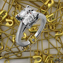 Solitaire 2.5 Ct Asscher in Prongs Cubic Zirconia 14k White Gold Ring