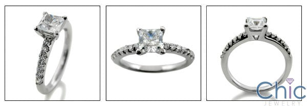 Engagement .75 Ct Princess pave small Cubic Zirconia Cz Ring