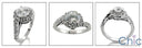 Engagement Round 1.25 Center Surrounded Pave Cubic Zirconia Cz Ring