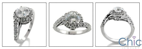 Engagement Round 1.25 Center Surrounded Pave Cubic Zirconia Cz Ring