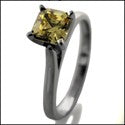Solitaire .50 Canary Asscher Ca dral Cubic Zirconia Cz Ring