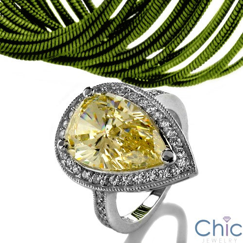 Anniversary 3.5 Pear Canary Cubic Zirconia Cz Ring