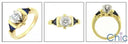 Cubic Zirconia Round Center Triangle Sapphire Two Tone 14K Gold Ring