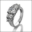Cubic Zirconia Oval 5 Stone Ring 14K White Gold