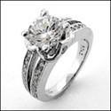 1.5 Round Center Split Pave Cubic Zirconia Engagement Ring 14K White Gold