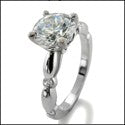 Engagement CZ 1.5 Round Center 4 Prong Channel Set Cubic Zirconia 14K White Gold Ring