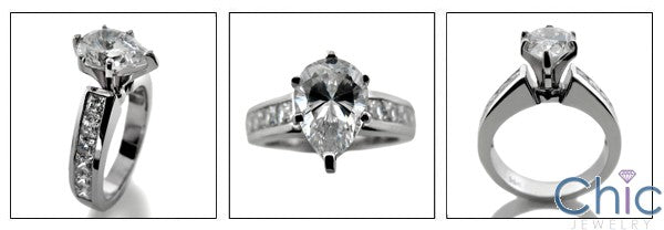 Engagement 2 Ct Pear Tiffany Prongs Cubic Zirconia Cz Ring