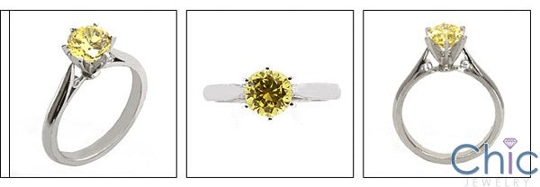 Solitaire 1 Ct Canary Center 6 Prong Tiffany Cubic Zirconia Cz Ring
