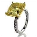 Engagement 5 Ct Canary Cushion Two tone Eternity Cubic Zirconia Cz Ring