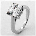 Solitaire 2.5 Ct Asscher in Prongs Cubic Zirconia 14k White Gold Ring