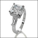 Engagement Asscher 2 Ct Center Channel Baguettes Cubic Zirconia Cz Ring